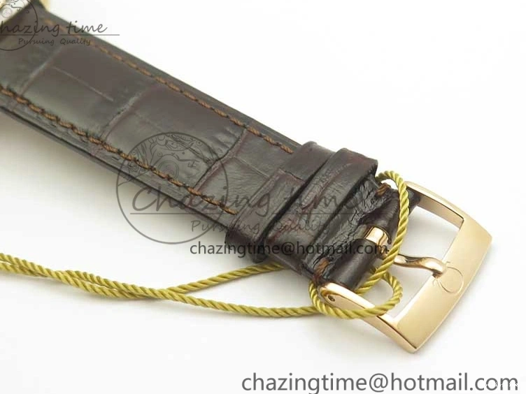 0124 Durable De Ville RG MKF 1:1 Best Edition Silver Dial Diamonds Markers on Brown Leather Strap MIYOTA 9015 V 8047